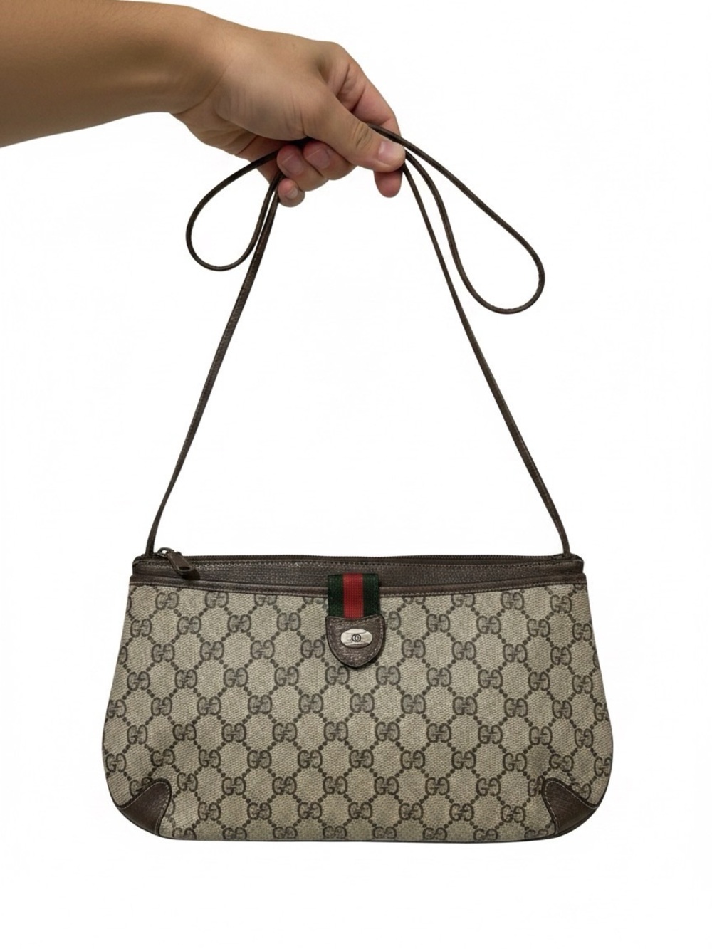 Gucci Sherryline Crossbody with Green-Red Web Accent GG Monogram